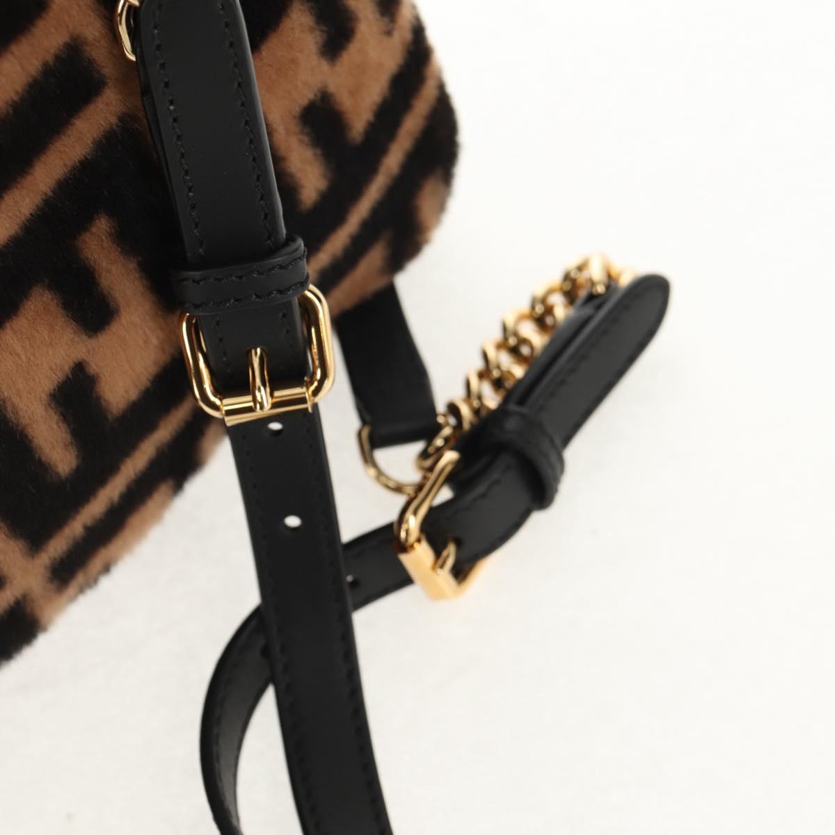 FENDI Zucca Canvas Zainomini Backpack Brown Black gold Auth 154921SAM