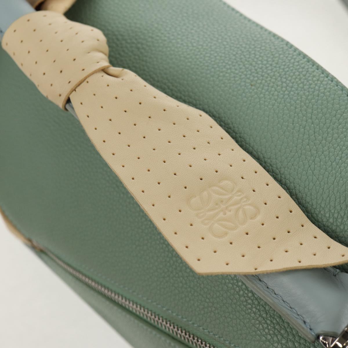 LOEWE Puzzle bag Medium Hand Bag Leather 2way Light Blue Silver Auth 154922SAM