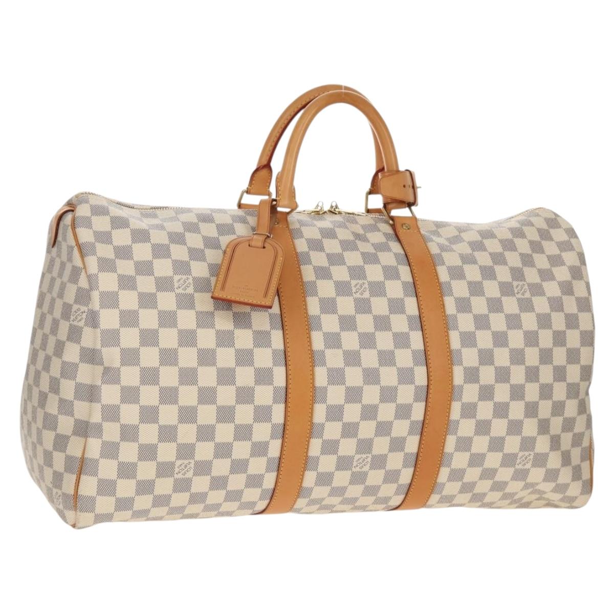 LOUIS VUITTON Damier Azur Keepall 50 Boston Bag N41430 LV Auth 154925V