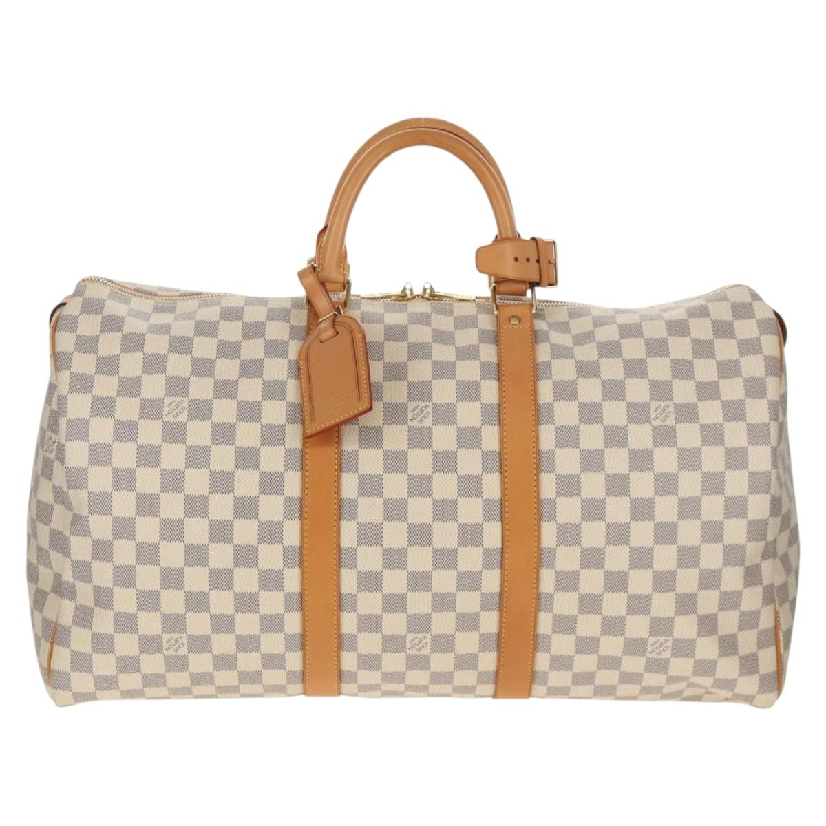 LOUIS VUITTON Damier Azur Keepall 50 Boston Bag N41430 LV Auth 154925V
