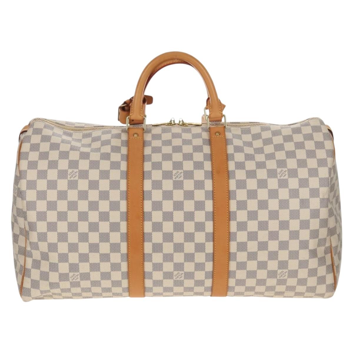 LOUIS VUITTON Damier Azur Keepall 50 Boston Bag N41430 LV Auth 154925V