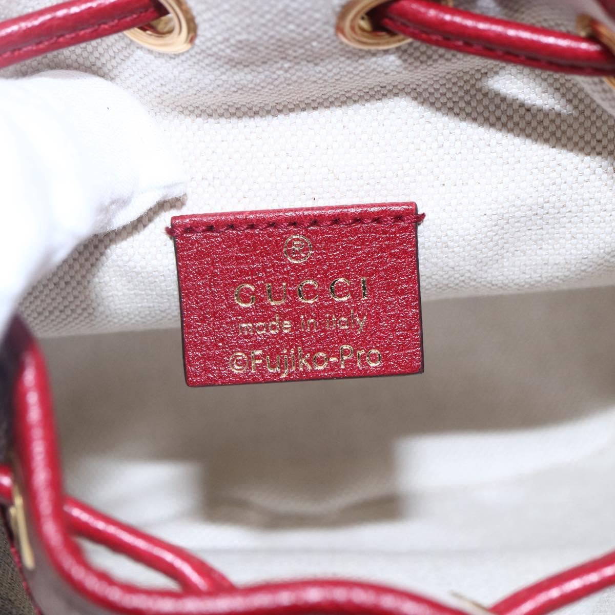 GUCCI Micro GG Supreme Doraemon Mini Bucket Bag PVC Beige 647801 Auth 154926SAM