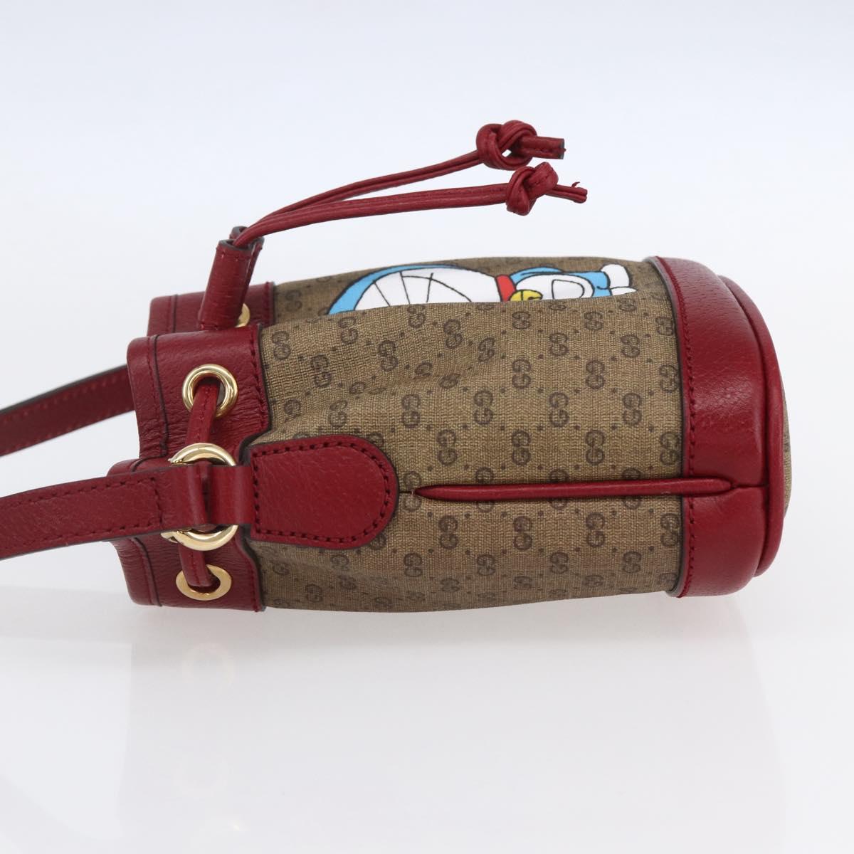 GUCCI Micro GG Supreme Doraemon Mini Bucket Bag PVC Beige 647801 Auth 154926SAM