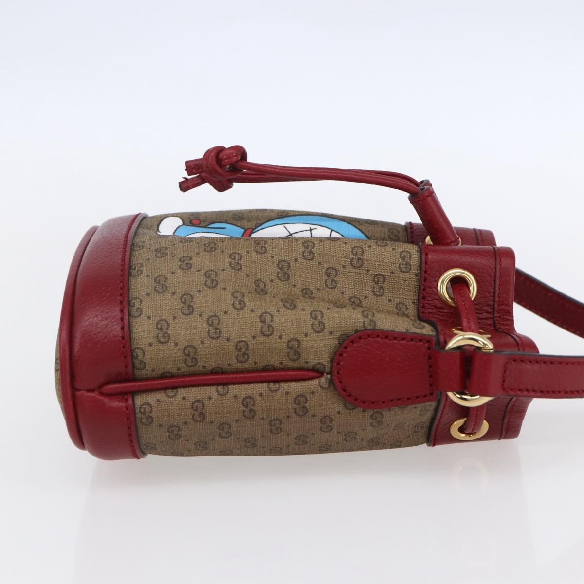 GUCCI Micro GG Supreme Doraemon Mini Bucket Bag PVC Beige 647801 Auth 154926SAM