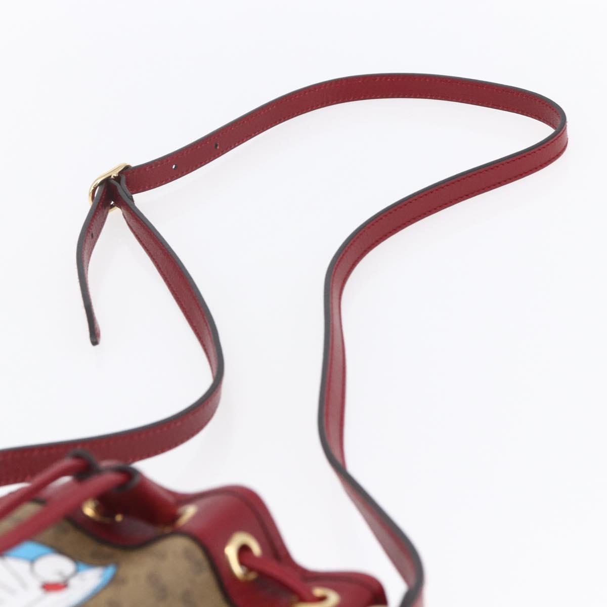 GUCCI Micro GG Supreme Doraemon Mini Bucket Bag PVC Beige 647801 Auth 154926SAM