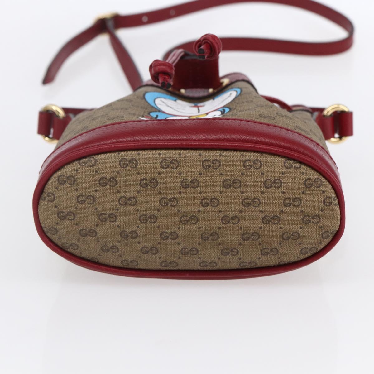 GUCCI Micro GG Supreme Doraemon Mini Bucket Bag PVC Beige 647801 Auth 154926SAM
