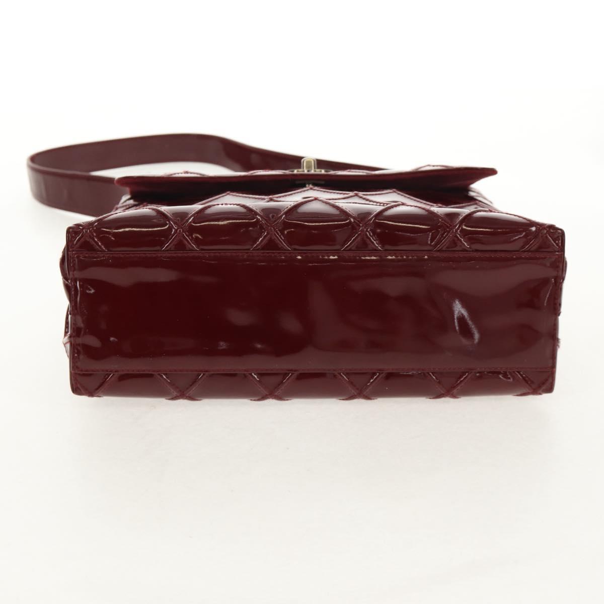 CHANEL Bicolore Shoulder Bag Patent leather Red CC Auth 154927V