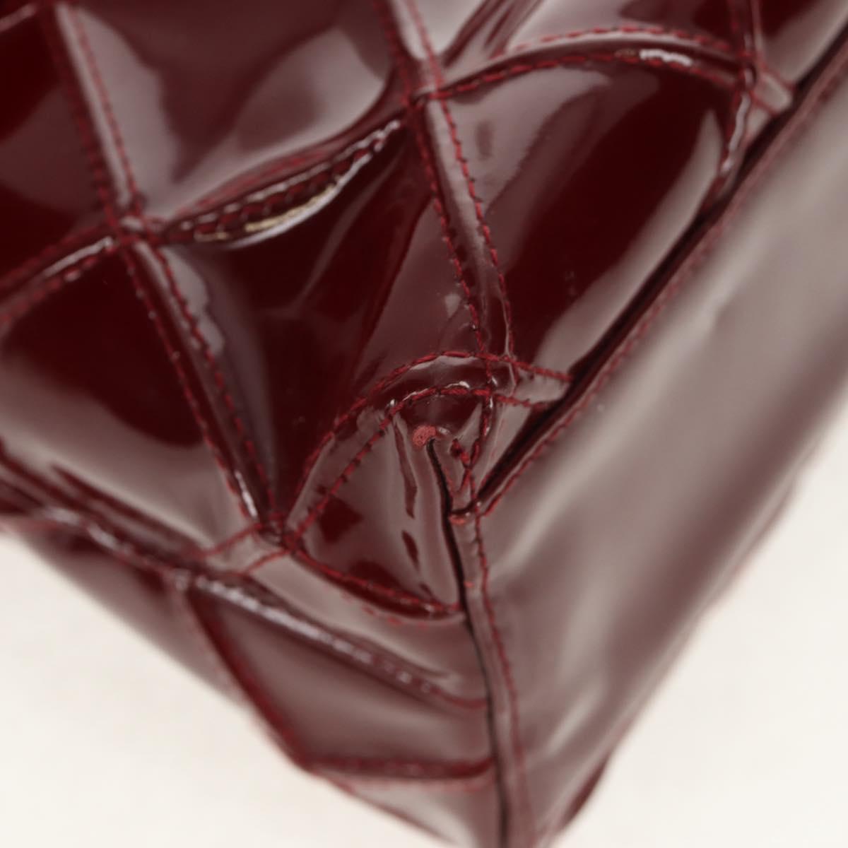 CHANEL Bicolore Shoulder Bag Patent leather Red CC Auth 154927V