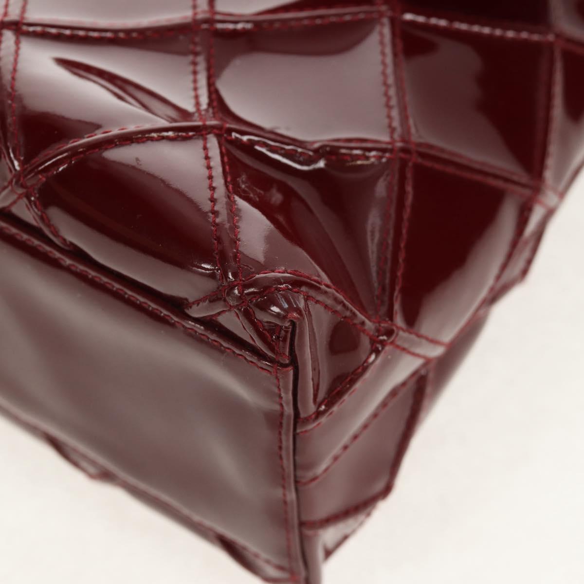 CHANEL Bicolore Shoulder Bag Patent leather Red CC Auth 154927V