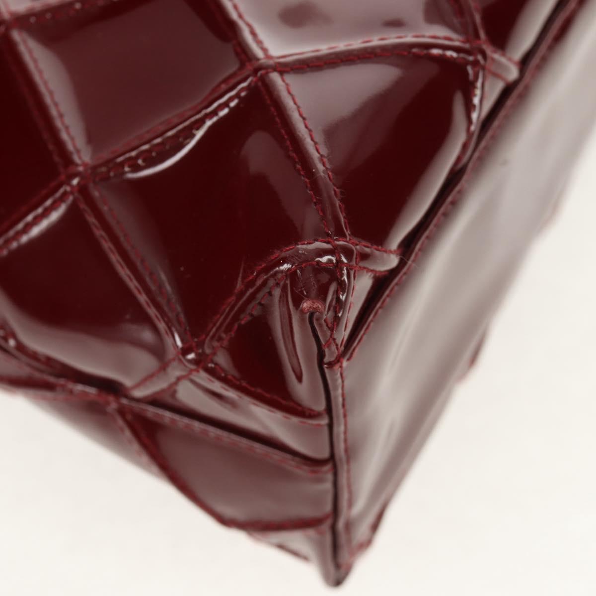 CHANEL Bicolore Shoulder Bag Patent leather Red CC Auth 154927V