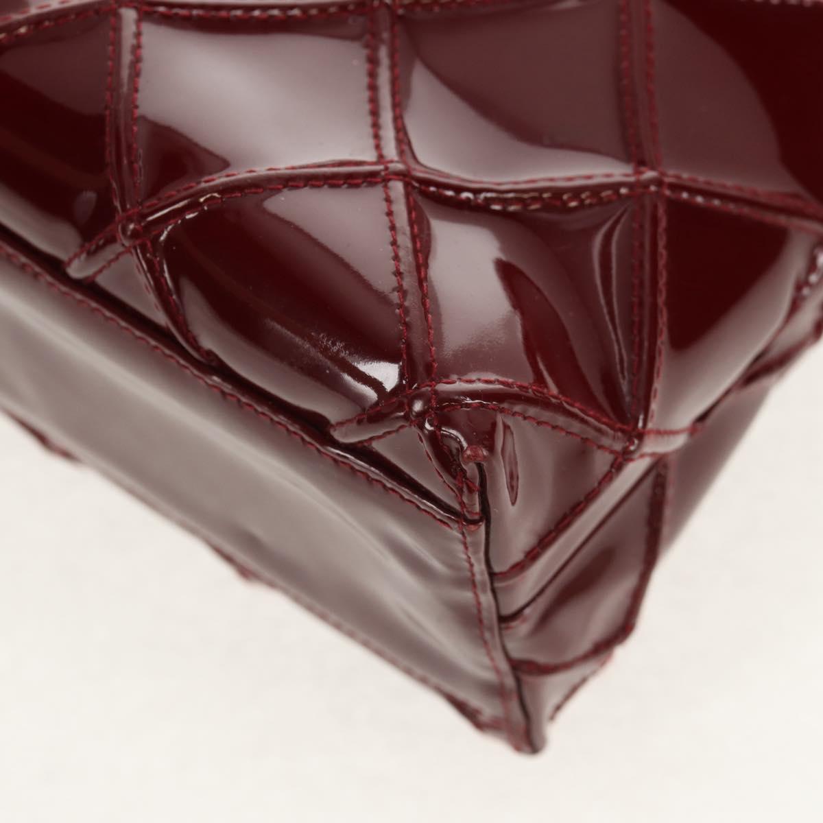 CHANEL Bicolore Shoulder Bag Patent leather Red CC Auth 154927V