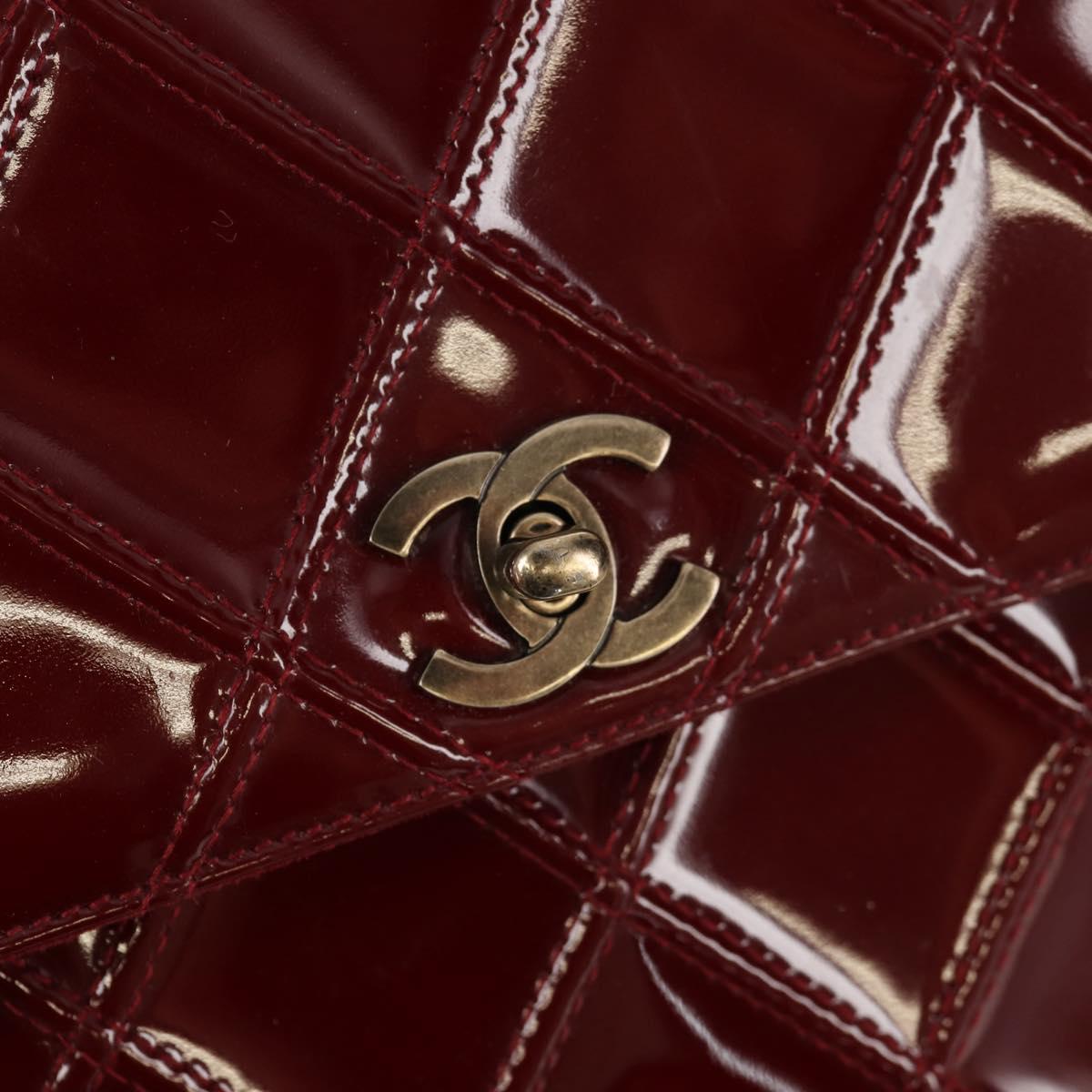 CHANEL Bicolore Shoulder Bag Patent leather Red CC Auth 154927V