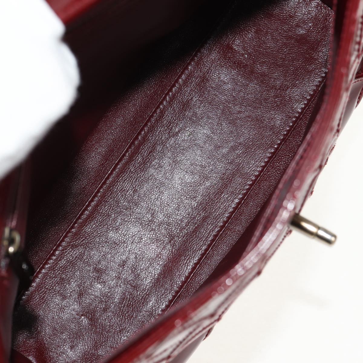 CHANEL Bicolore Shoulder Bag Patent leather Red CC Auth 154927V