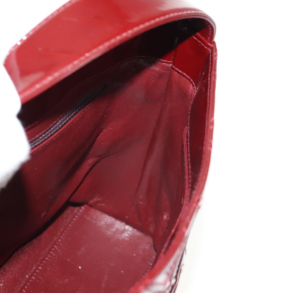 CHANEL Bicolore Shoulder Bag Patent leather Red CC Auth 154927V