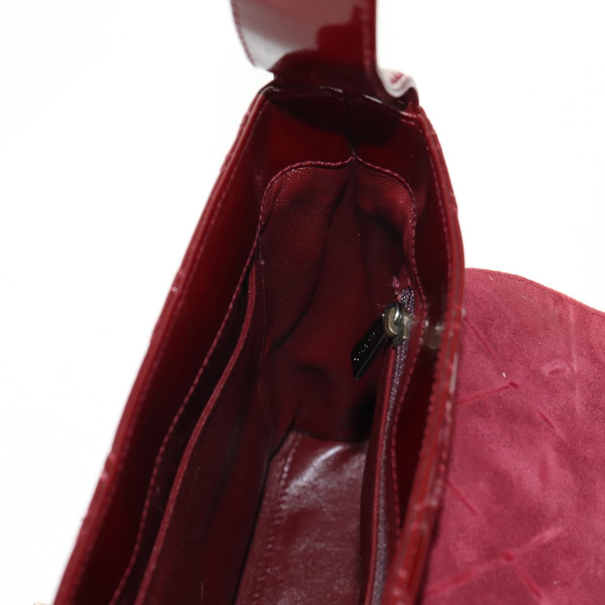 CHANEL Bicolore Shoulder Bag Patent leather Red CC Auth 154927V
