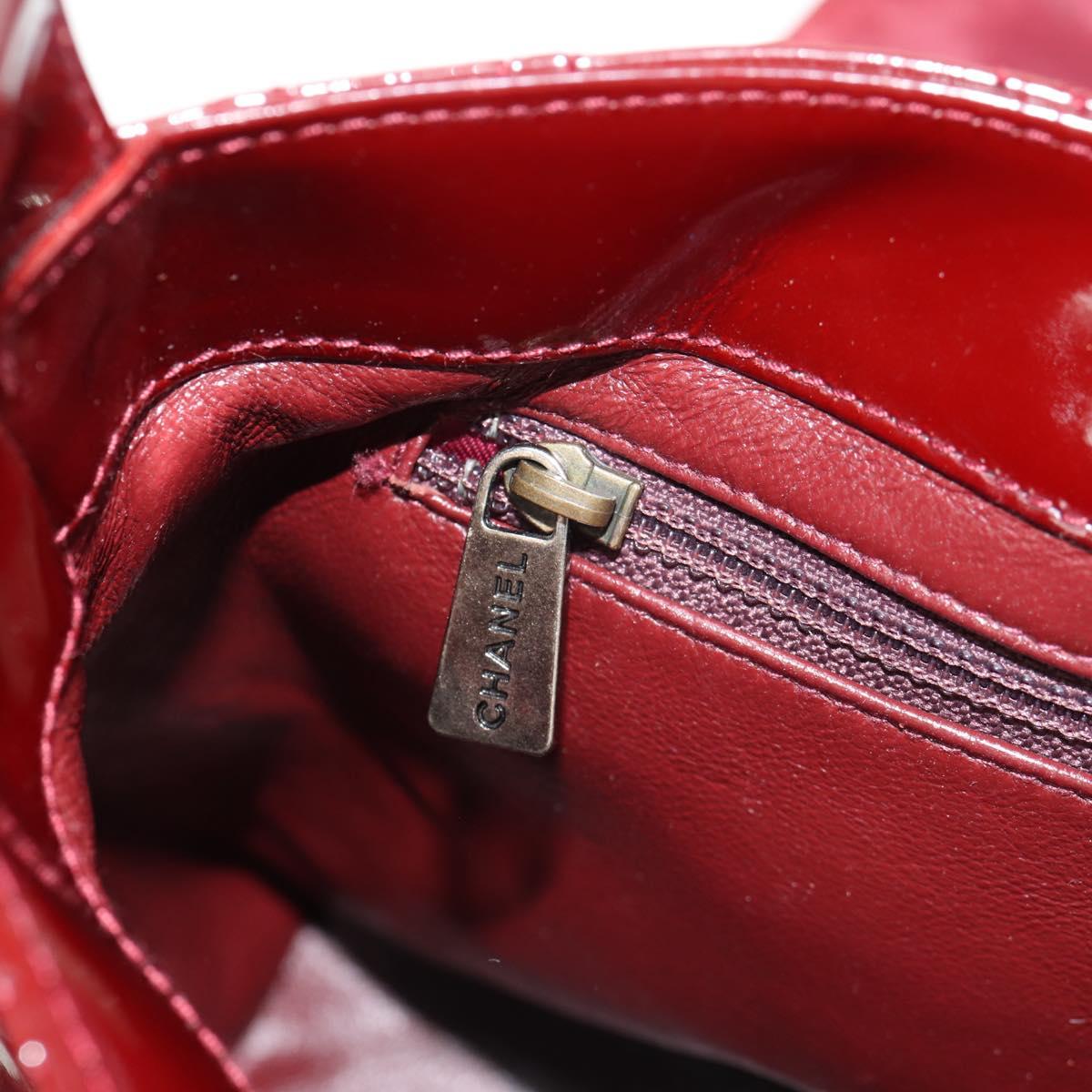 CHANEL Bicolore Shoulder Bag Patent leather Red CC Auth 154927V