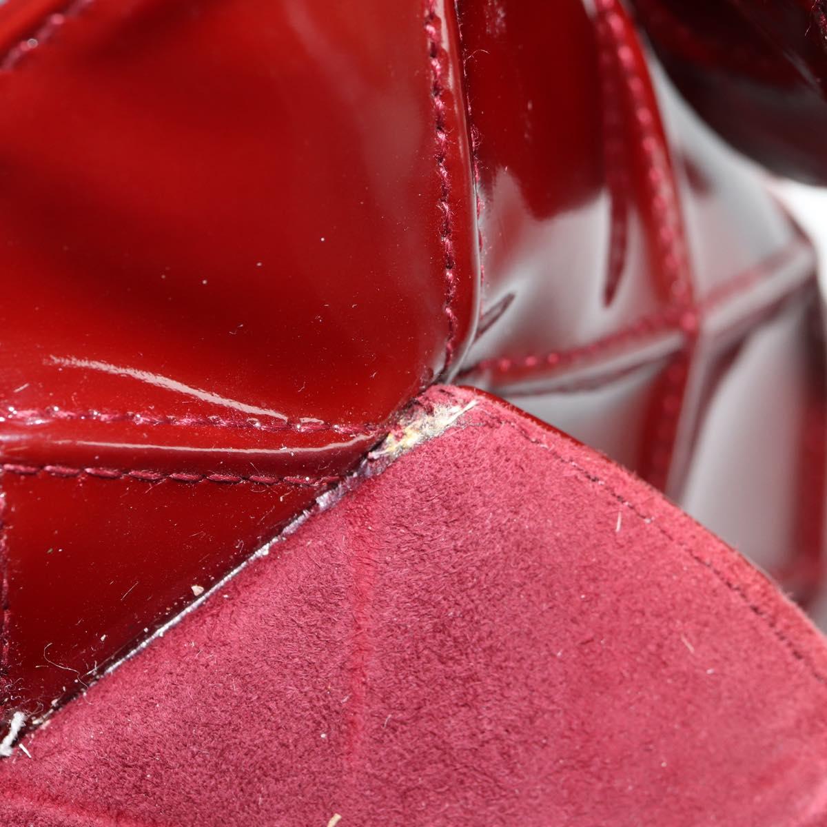 CHANEL Bicolore Shoulder Bag Patent leather Red CC Auth 154927V