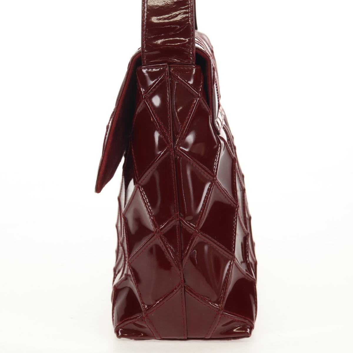 CHANEL Bicolore Shoulder Bag Patent leather Red CC Auth 154927V