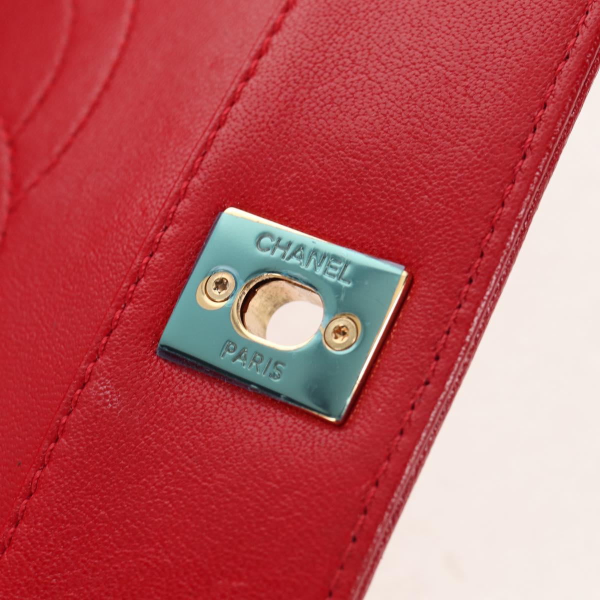 CHANEL Matelasse Mademoiselle Chain Bag Lamb Skin Red Gold CC Auth 154928V