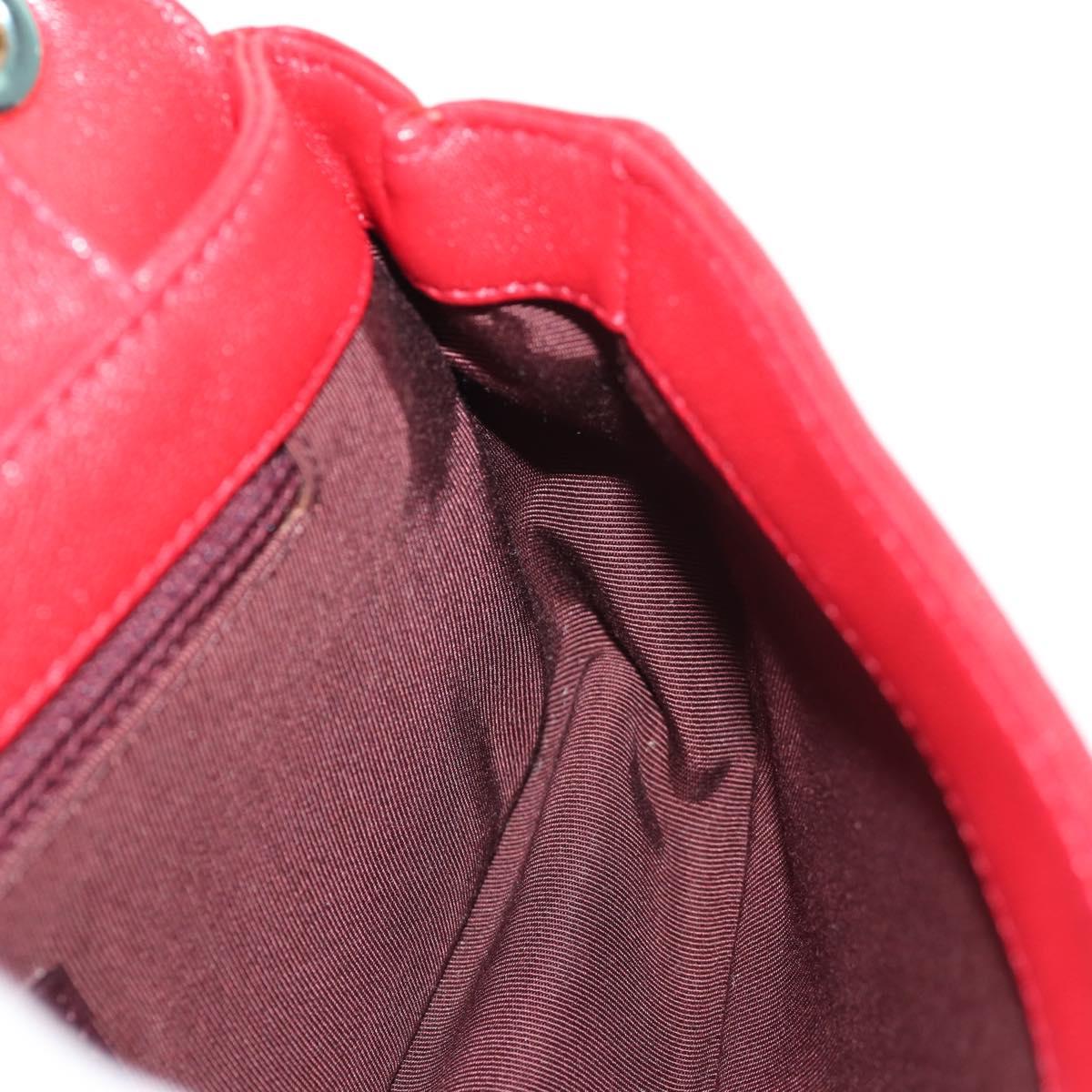 CHANEL Matelasse Mademoiselle Chain Bag Lamb Skin Red Gold CC Auth 154928V