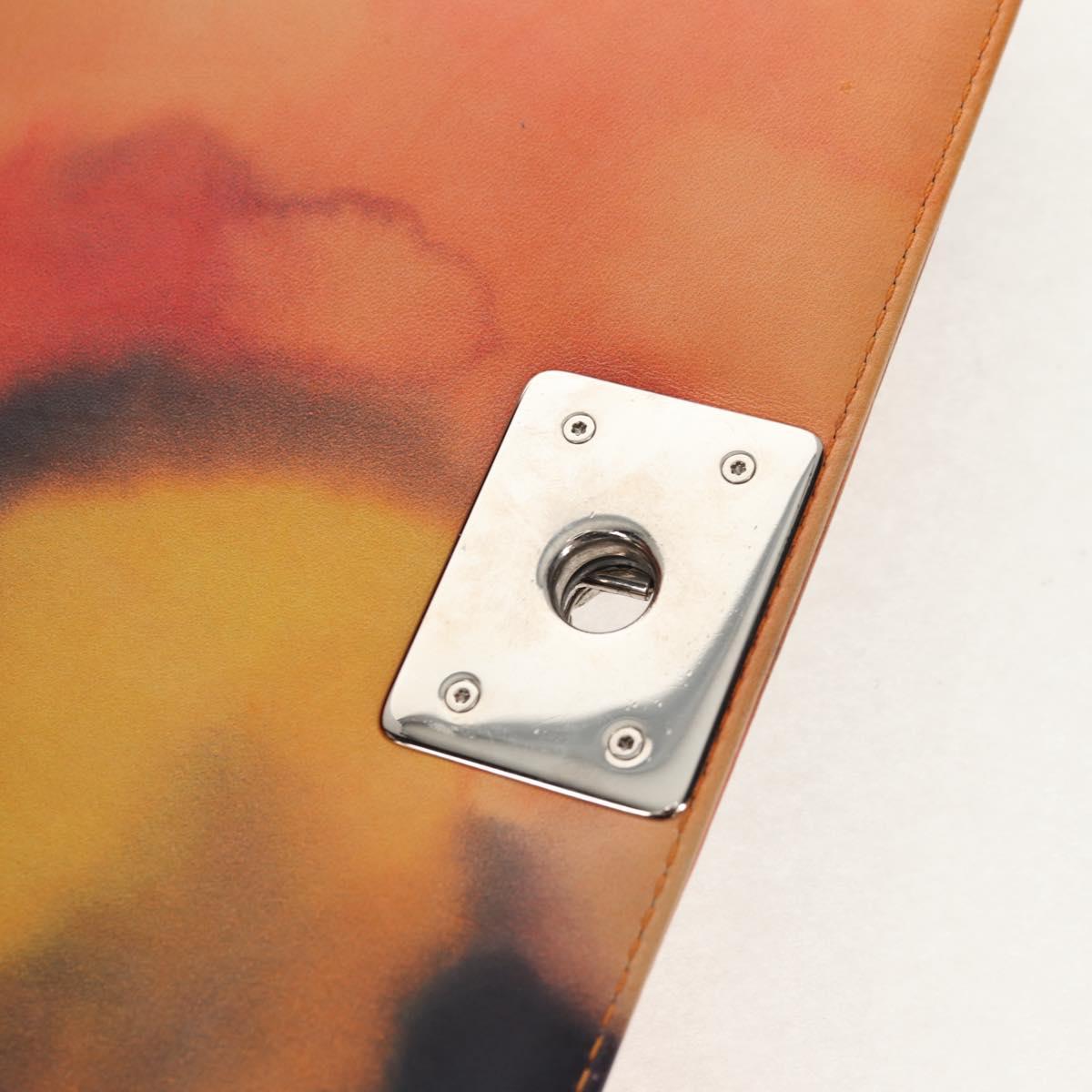 CHANEL Boy Chanel Medium Chain Bag Lamb Skin Orange Silver CC Auth 154930V