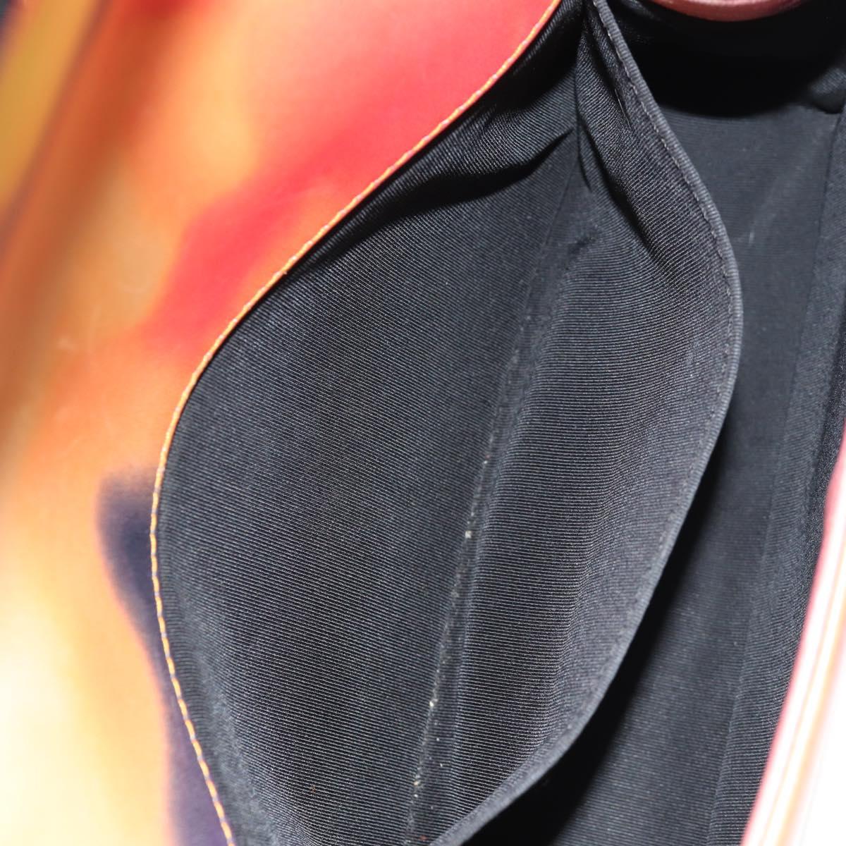 CHANEL Boy Chanel Medium Chain Bag Lamb Skin Orange Silver CC Auth 154930V