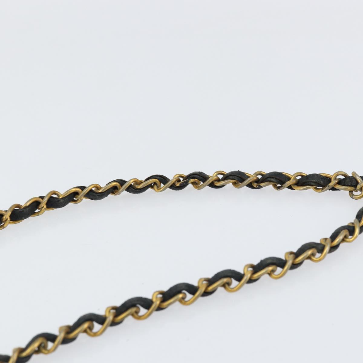 CHANEL Mini Matelasse Chain Shoulder Bag Leather Black Gold CC Auth 154933