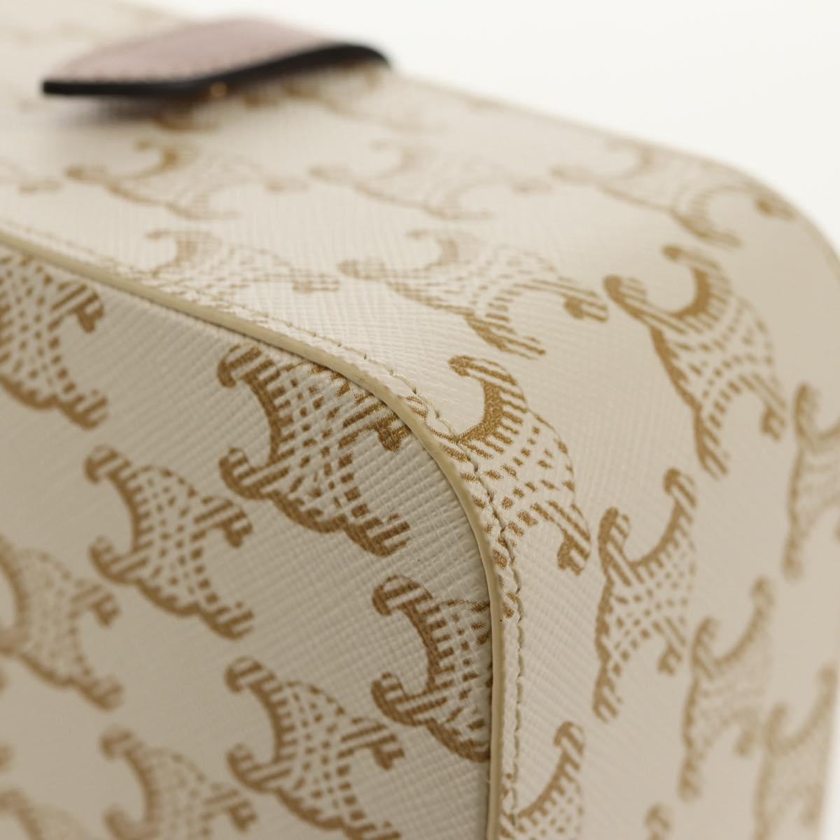 CELINE Triomphe Canvas Large Jewelry Case PVC White 4M0382DIU Auth 154934SM