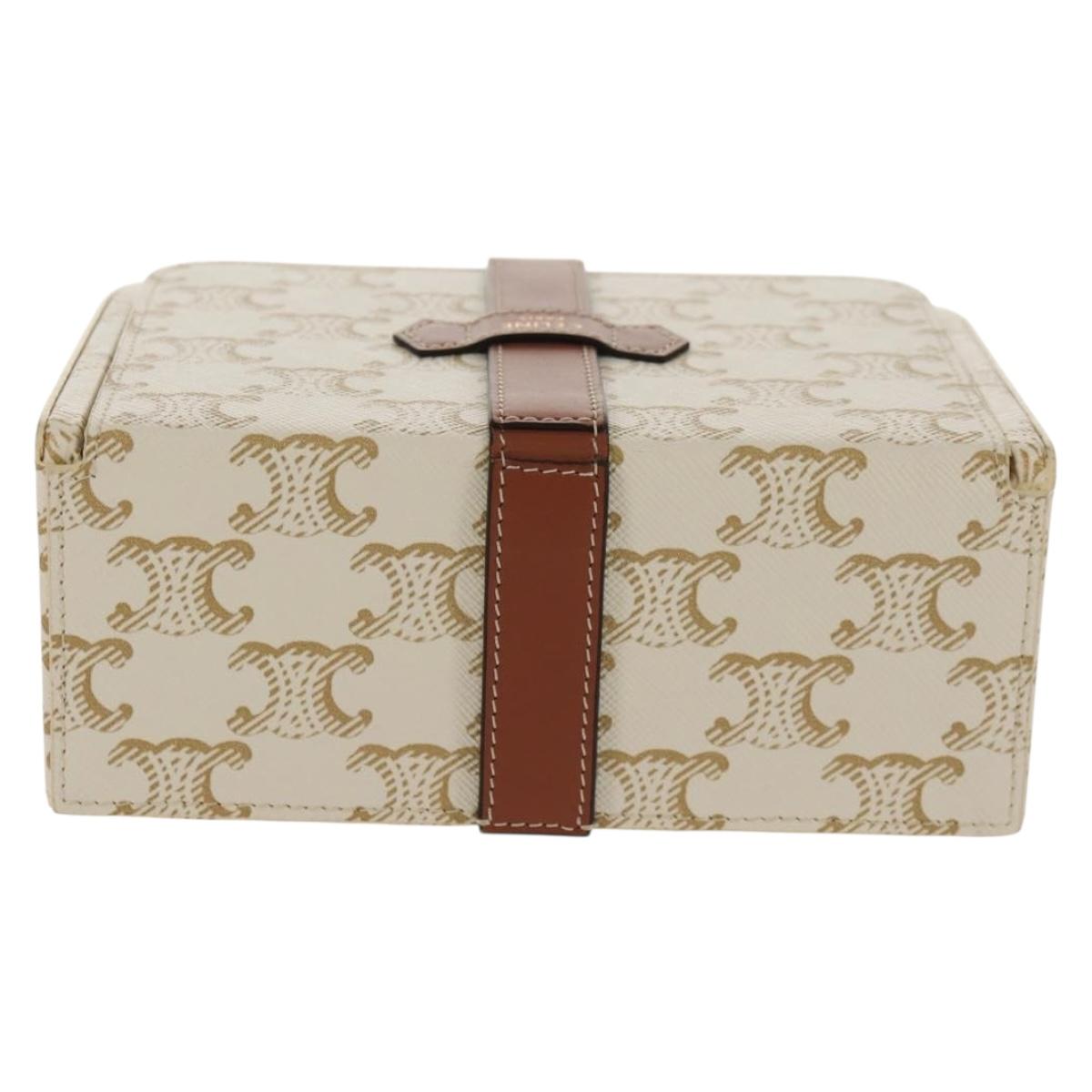 CELINE Triomphe Canvas Large Jewelry Case PVC White 4M0382DIU Auth 154934SM