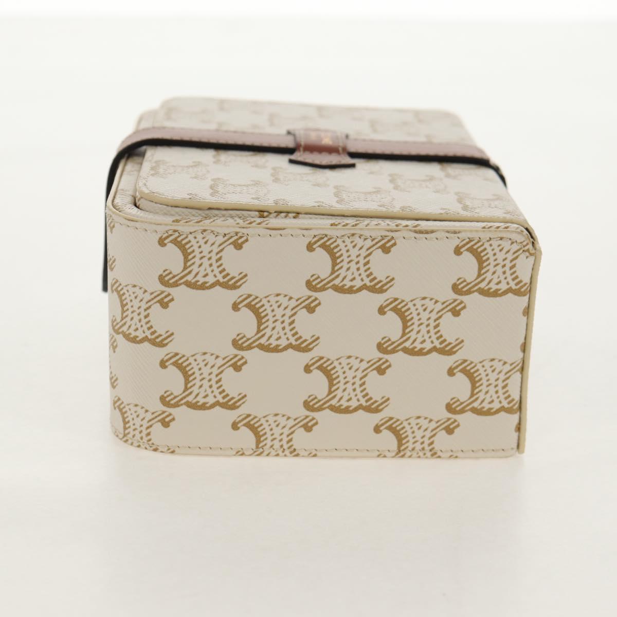 CELINE Triomphe Canvas Large Jewelry Case PVC White 4M0382DIU Auth 154934SM