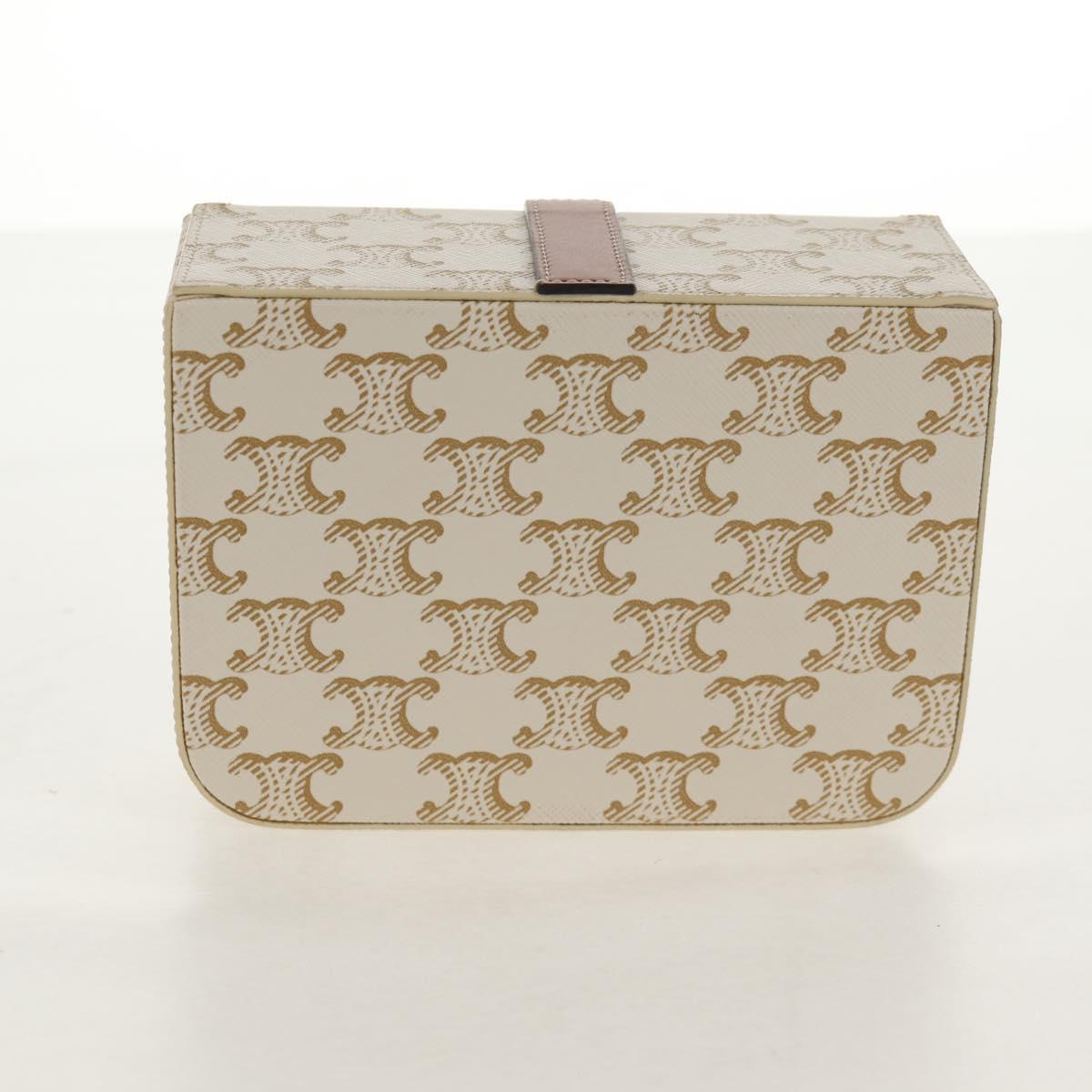 CELINE Triomphe Canvas Large Jewelry Case PVC White 4M0382DIU Auth 154934SM