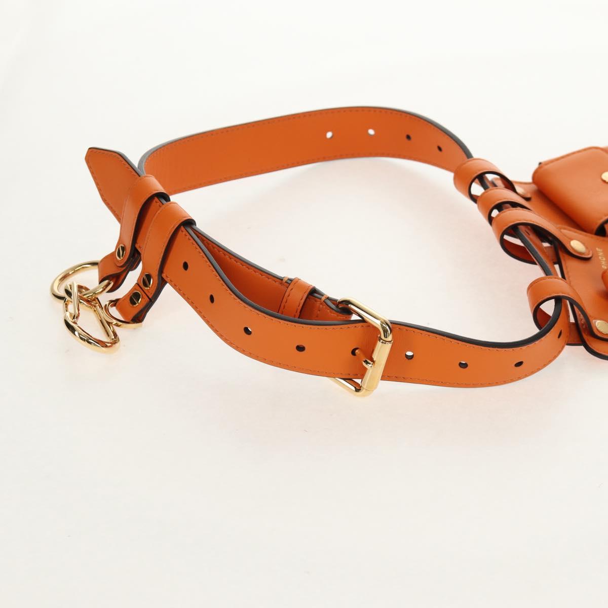 FENDI Multi Accessory Belt Belt Leather Orange Gold Auth 154935M