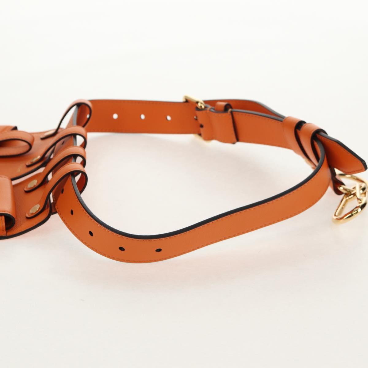 FENDI Multi Accessory Belt Belt Leather Orange Gold Auth 154935M