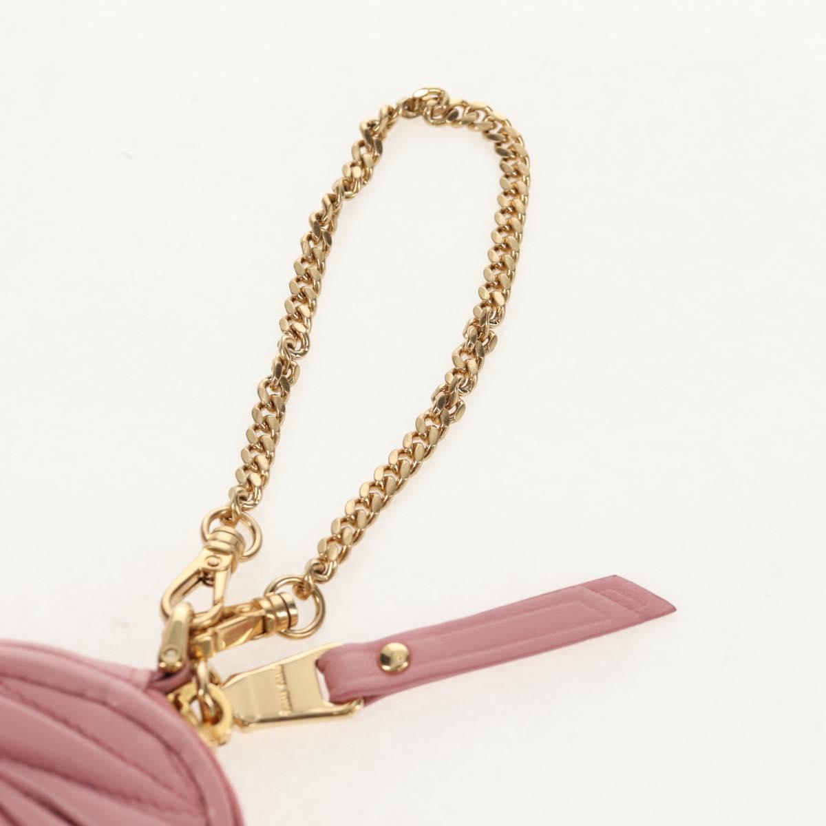 Miu Miu Matelasse Coin Purse Leather Pink Gold Auth 154936M