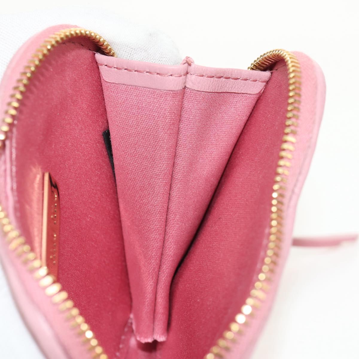 Miu Miu Matelasse Coin Purse Leather Pink Gold Auth 154936M