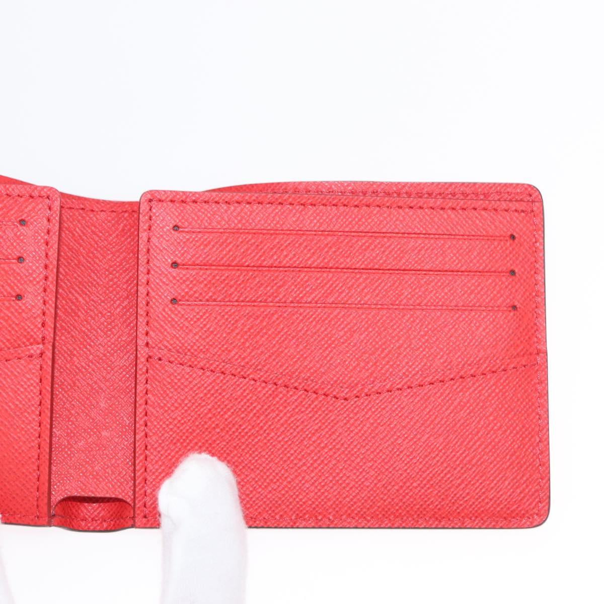 LOUIS VUITTON Epi Supreme Portefeuille Slender Wallet Red M67717 Auth 154943SM