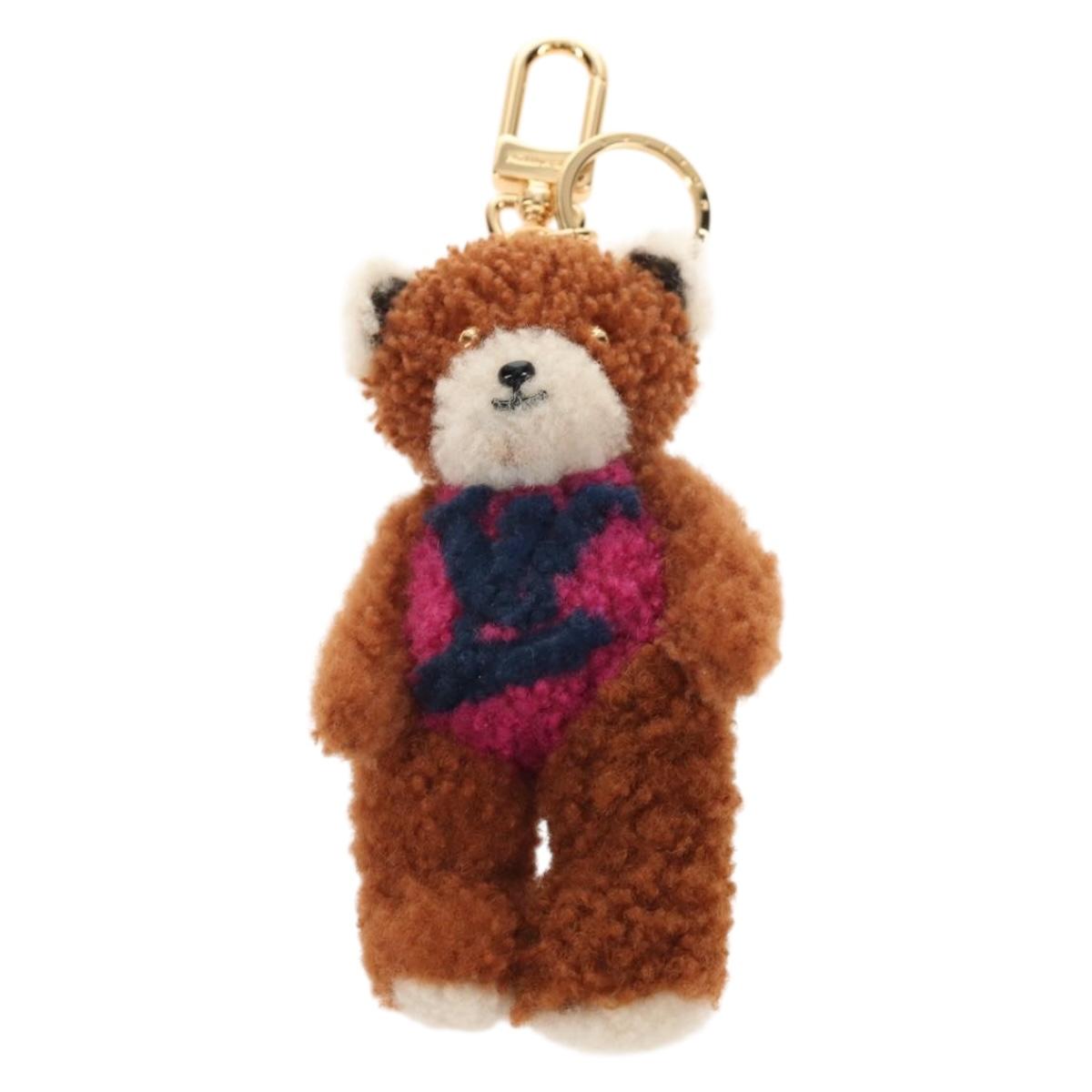 LOUIS VUITTON Porte Cles LV Teddy Bear Key Holder Mohair M69854 Auth 154944SAM