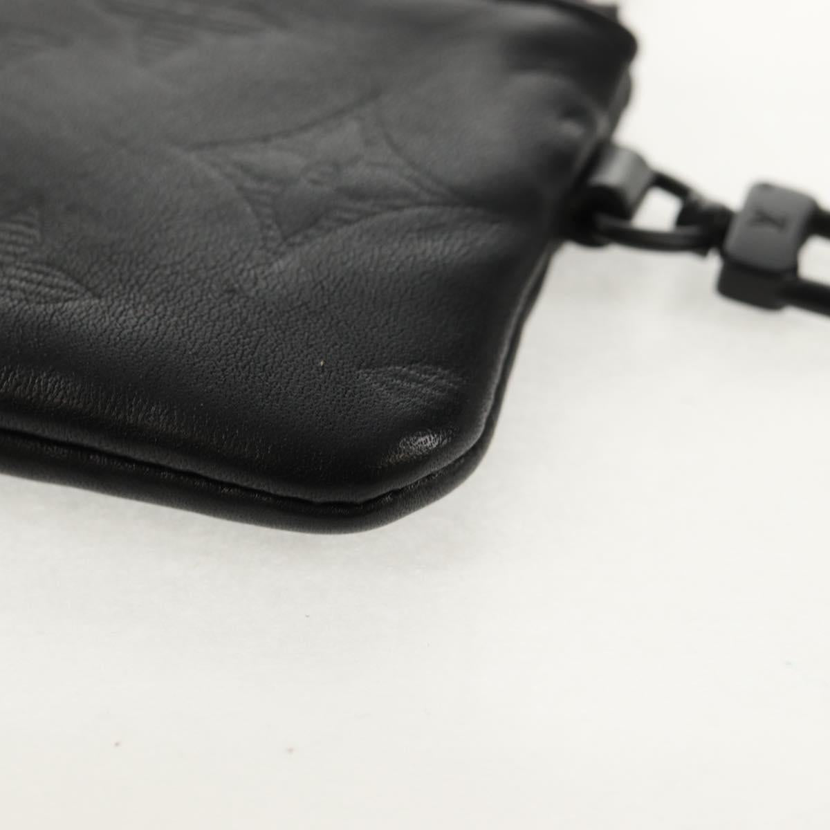 LOUIS VUITTON Monogram Shadow Duo Messenger Pouch Black LV Auth 154952V