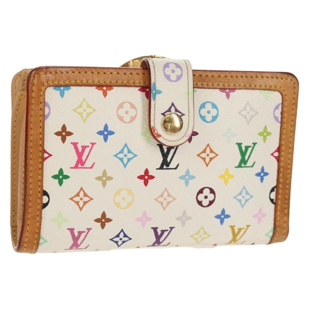 LOUIS VUITTON Multicolor Porte Monnaie Viennois Wallet White M92987 Auth 154956V