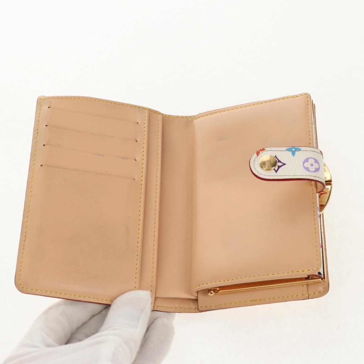 LOUIS VUITTON Multicolor Porte Monnaie Viennois Wallet White M92987 Auth 154956V