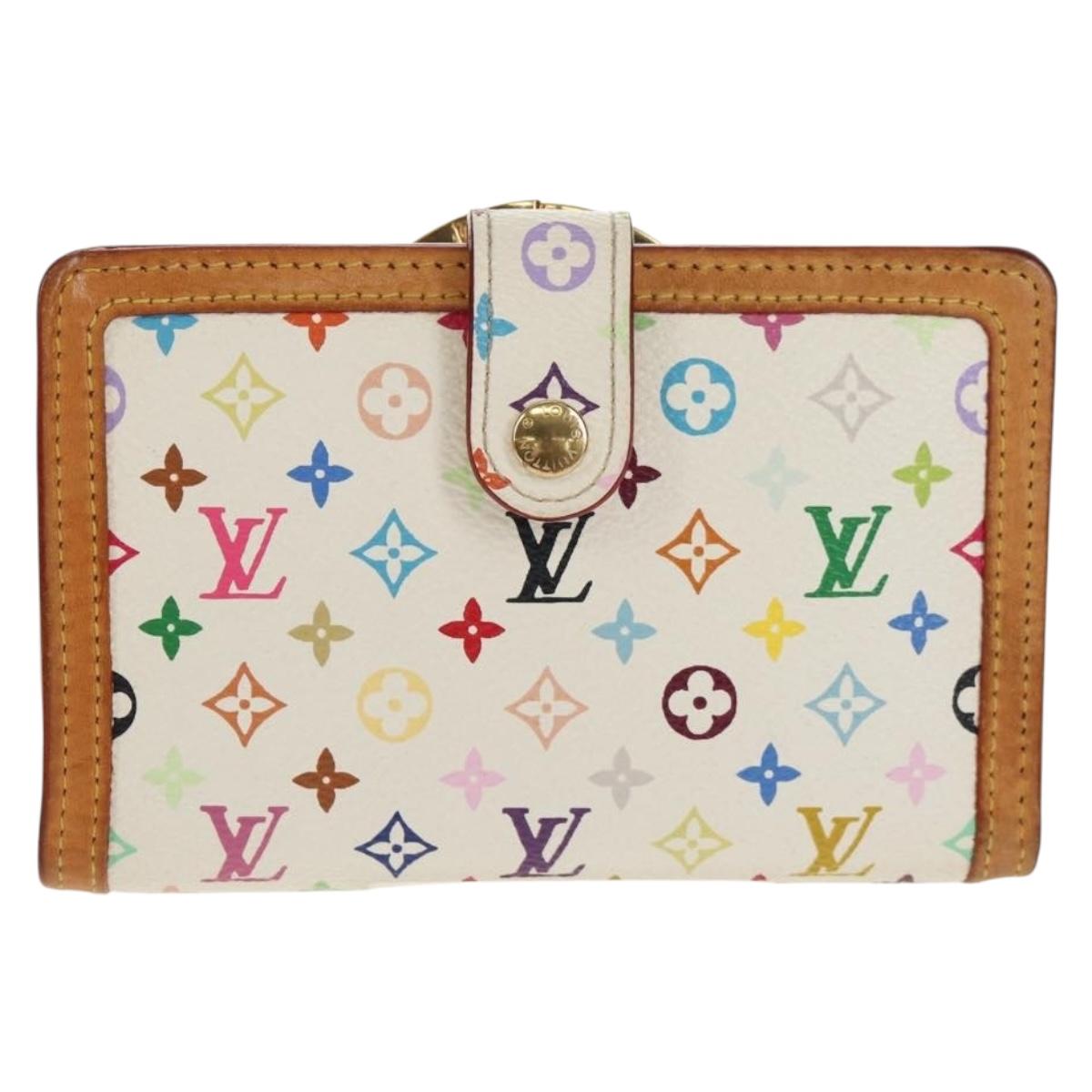 LOUIS VUITTON Multicolor Porte Monnaie Viennois Wallet White M92987 Auth 154956V