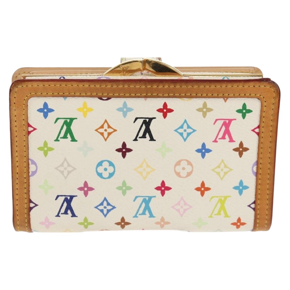 LOUIS VUITTON Multicolor Porte Monnaie Viennois Wallet White M92987 Auth 154956V