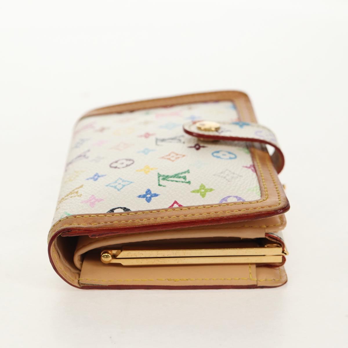 LOUIS VUITTON Multicolor Porte Monnaie Viennois Wallet White M92987 Auth 154956V