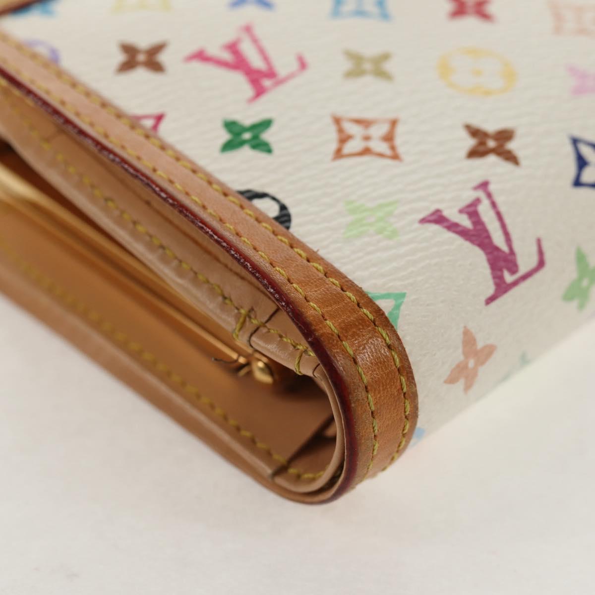 LOUIS VUITTON Multicolor Porte Monnaie Viennois Wallet White M92987 Auth 154956V