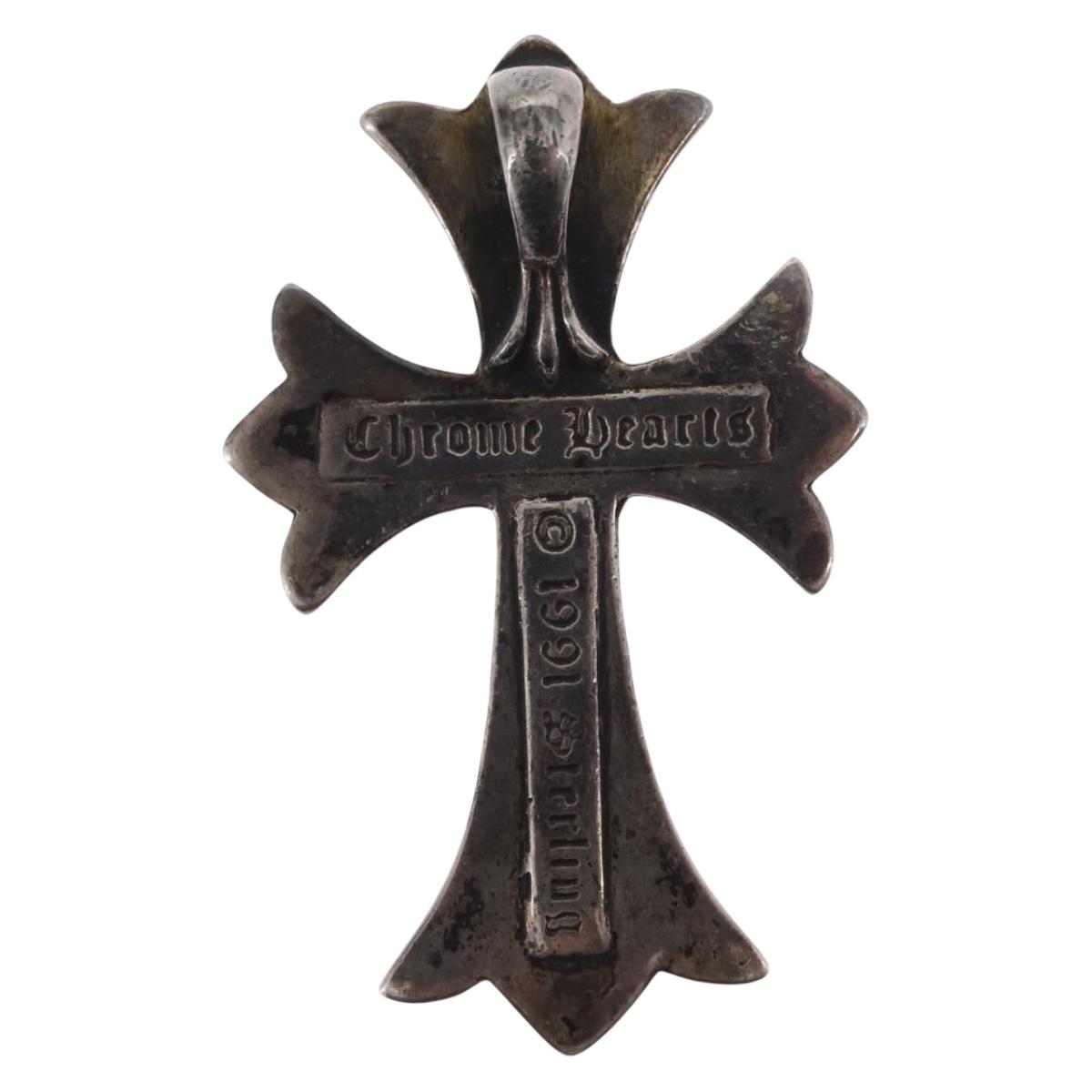 Chrome Hearts Small CH Cross Pendant top Ag925 Silver Auth 154959M