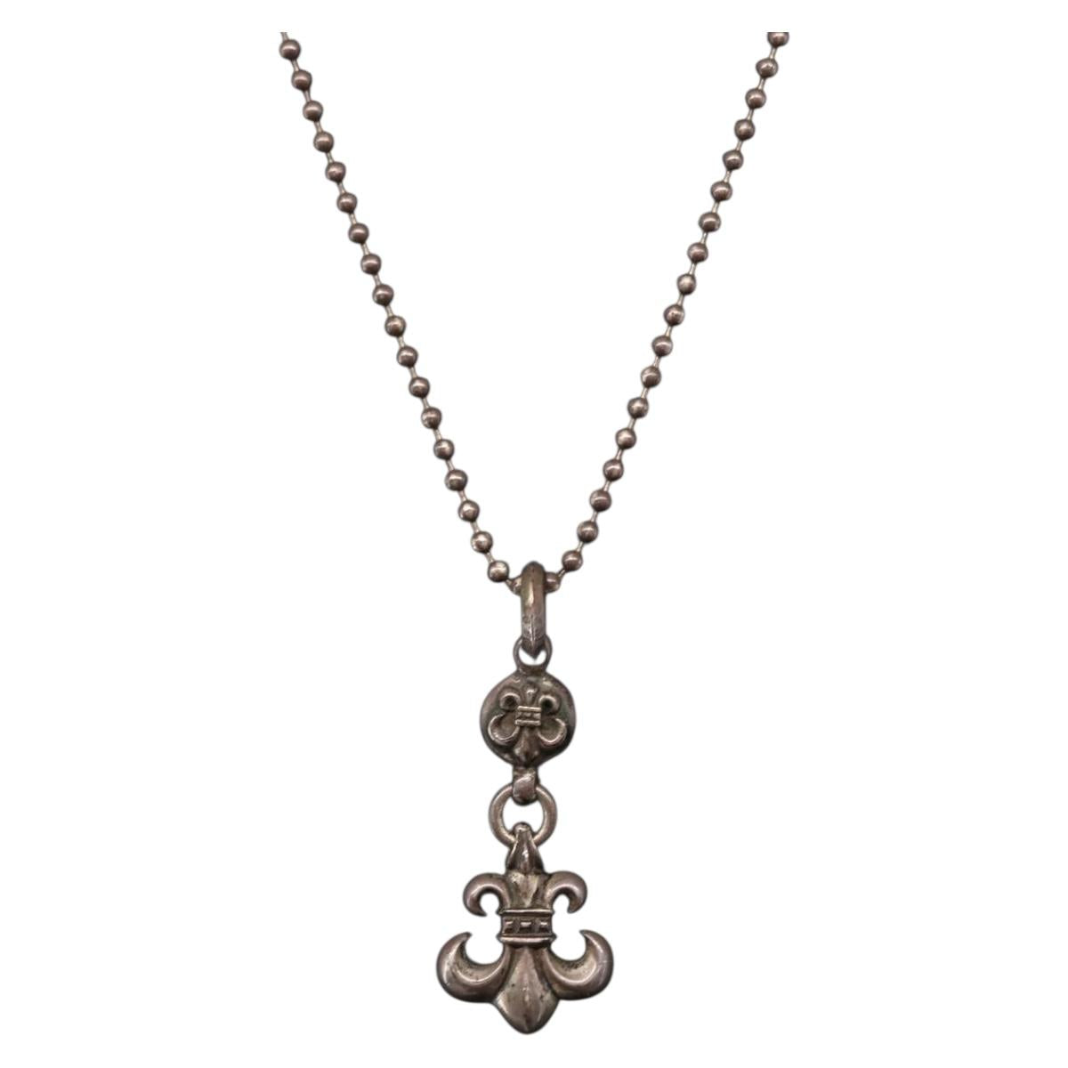 Chrome Hearts 1 Ball BS Flare Charm Necklace Ag925 Silver Auth 154960M