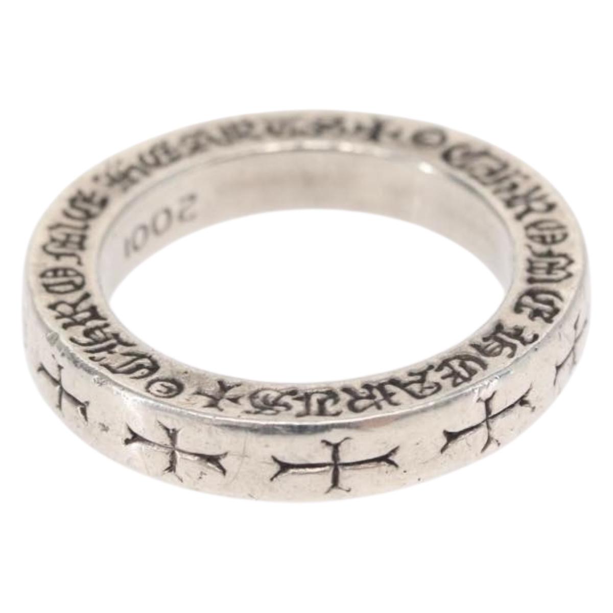 Chrome Hearts 0.1"" Spacer Ring NYC FUCK YOU Ring Ag925 Silver Auth 154962M