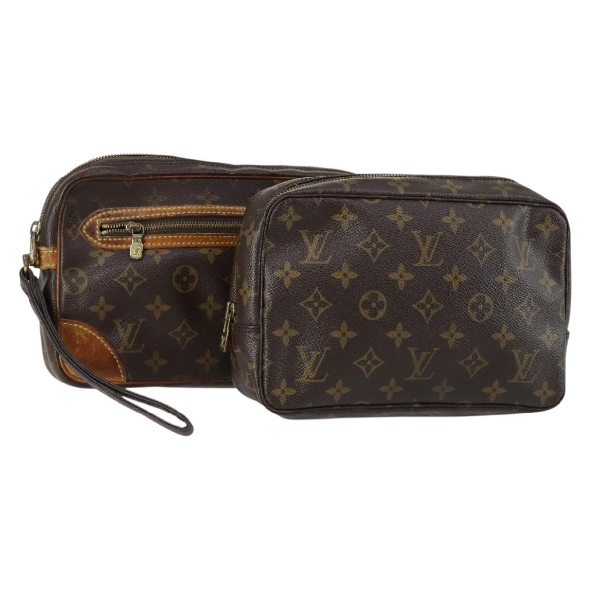LOUIS VUITTON Monogram Clutch Bag 2 Set LV Auth 154971