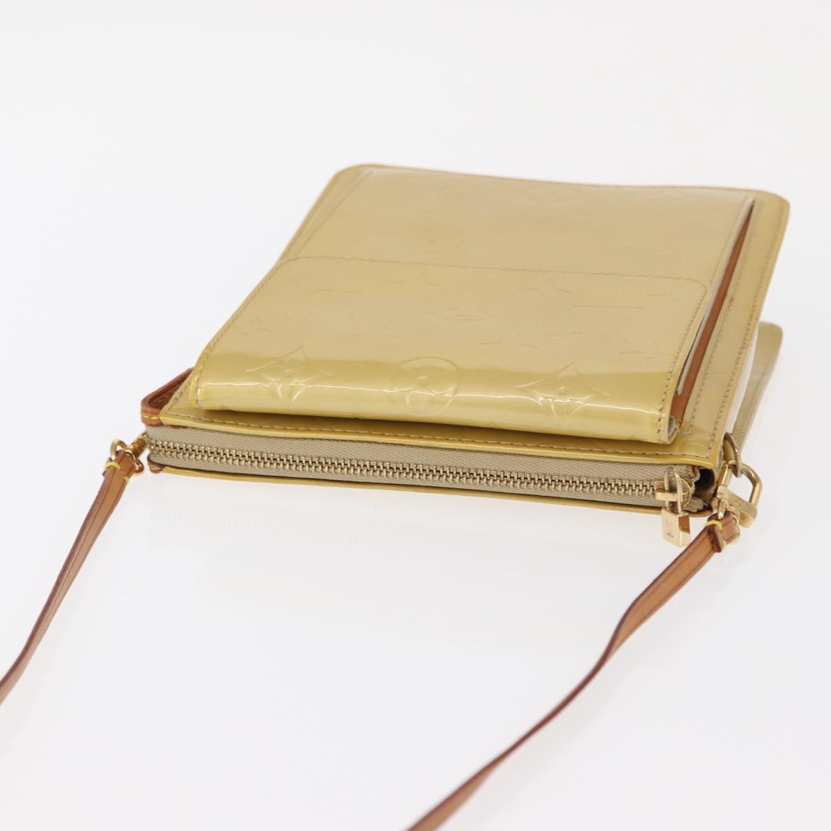 LOUIS VUITTON Monogram Vernis Motto Accessory Pouch Beige M91136 LV Auth 155007