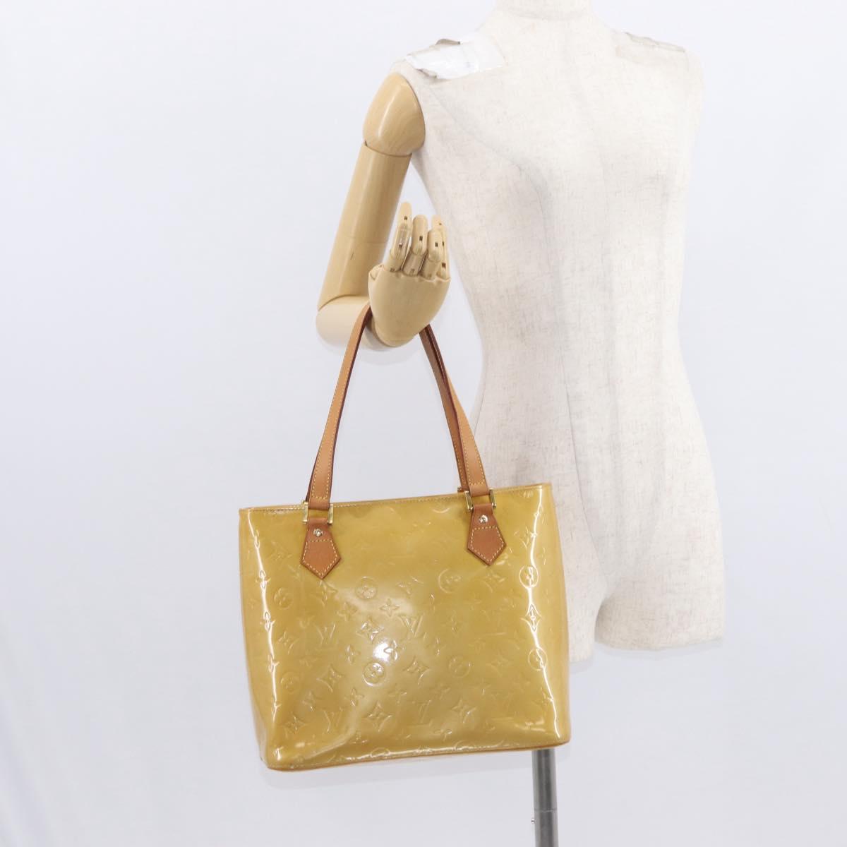 LOUIS VUITTON Monogram Vernis Houston Hand Bag Beige M91004 LV Auth 155016